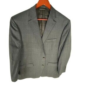 Lauren Ralph Lauren Blazer Jacket Mens 46R Gray Wool Notch Lapel Single Breasted
